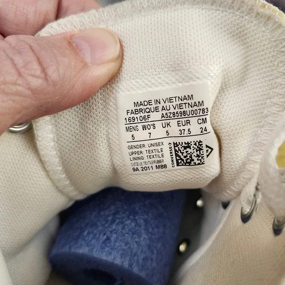 Converse Chuck Taylor All Star Skull Floral Watercolor High Top Mens 5 Womens 7 - Picture 4 of 12